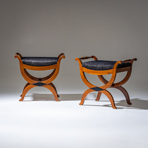 Pair of Biedermeier Tabourets in Cherrywood, Germany, circa 1820