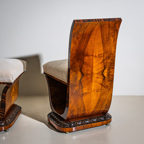 Sculptural Art Deco Side Chairs, Italy, 1930s/40s