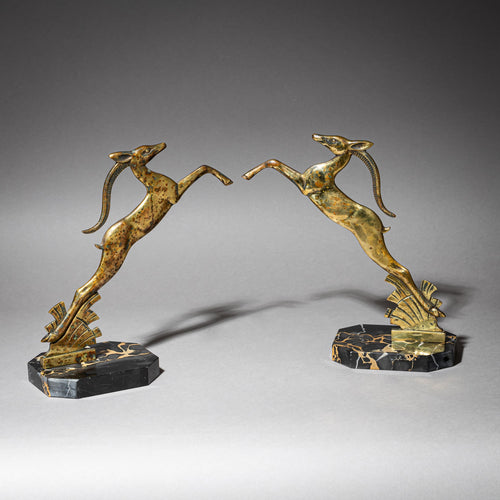 Art Deco Bookends with Gazelles, circa 1930