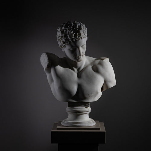 Grand Tour Marble Bust of Hermes of Olympia, Italy, 2nd Half 19th Century