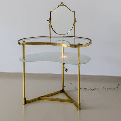 Brass Vanity Table, marked “Modello Depositato”, Italy circa 1950s