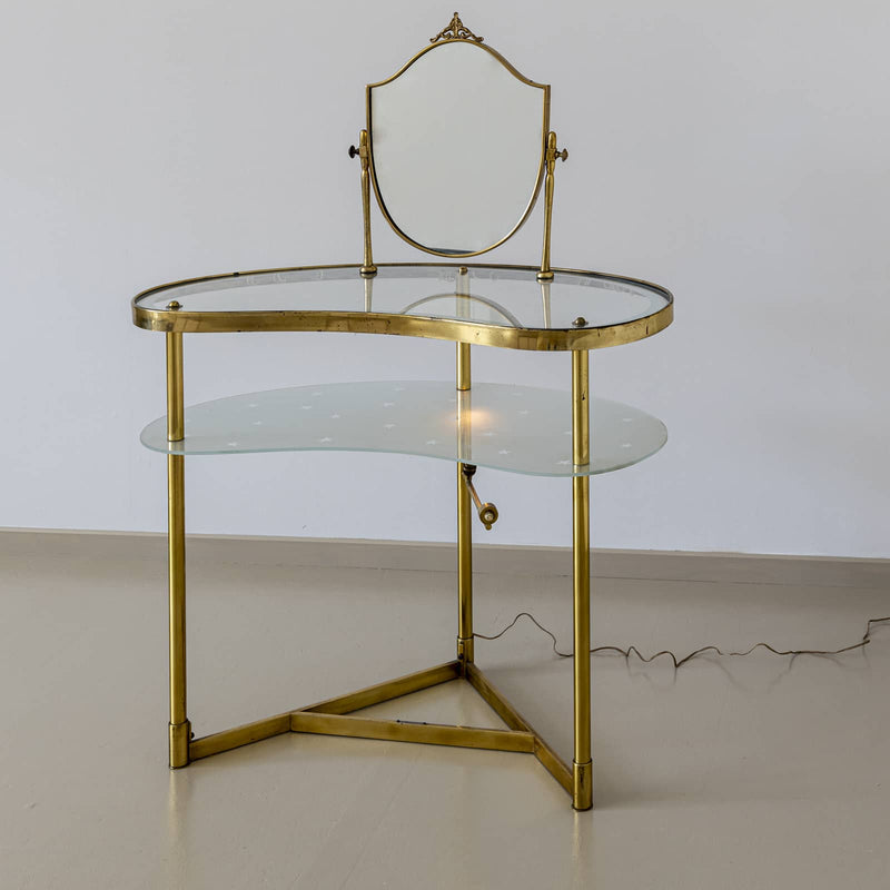 Brass Vanity Table, marked “Modello Depositato”, Italy circa 1950s
