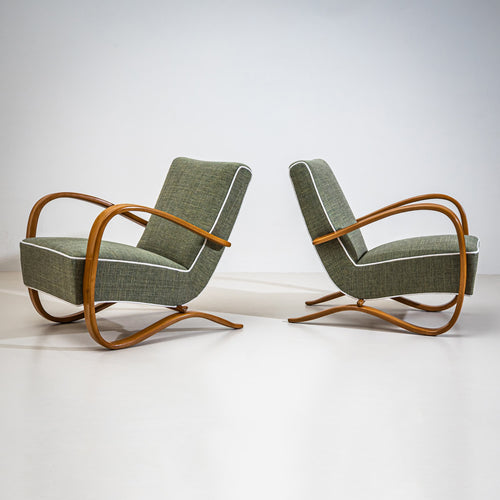 Pair of H-269 Lounge Chairs by Jindřich Halabala, Czechia, 1930s