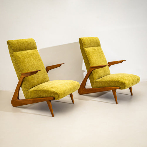 Pair of Lounge Chairs in the Style of Alfred Hendrickx for Belform, Belgium, 1950s