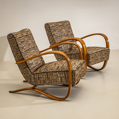 Pair of H-269 Lounge Chairs by Jindřich Halabala, Czechia, 1930s