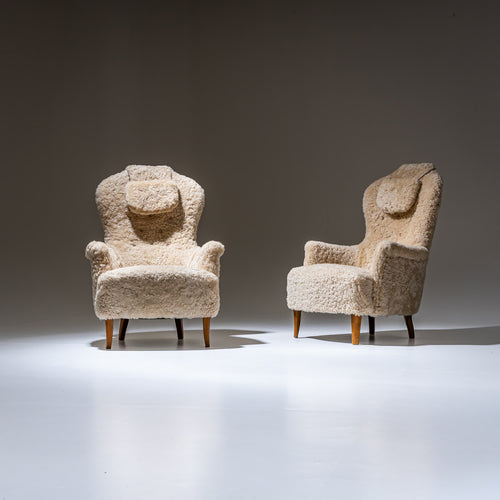 Pair of Lounge Chairs by Carl Malmsten for Möbel Komponerad AB, Sweden, Mid-20th Century