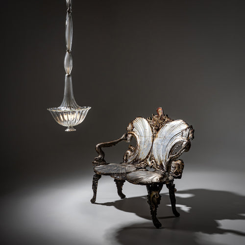 Murano Glass Pendant Lamp attributed to Barovier & Toso, Italy 1940s