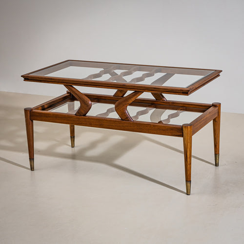 Coffee Table with Two Glass Tiers, Italy, 1950s