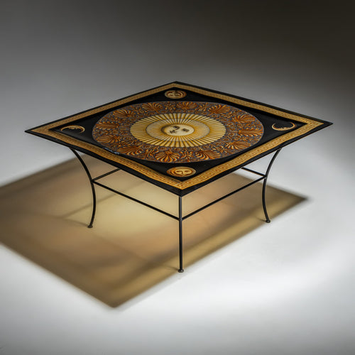 Square Fornasetti Coffee Table with Sun Motif, 20th Century