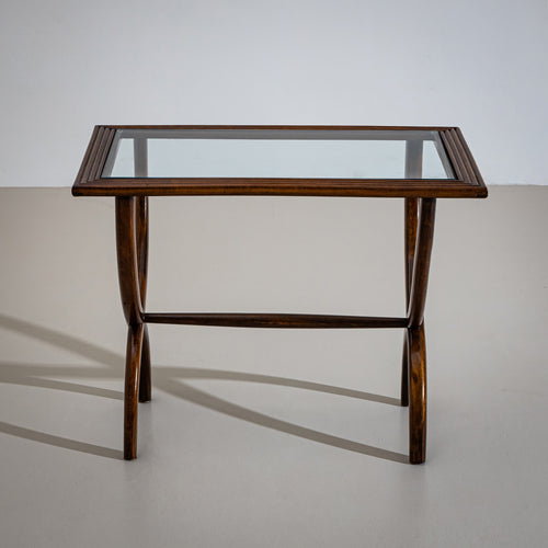 Side Table with Glass Top, Italy, Mid-20th Century