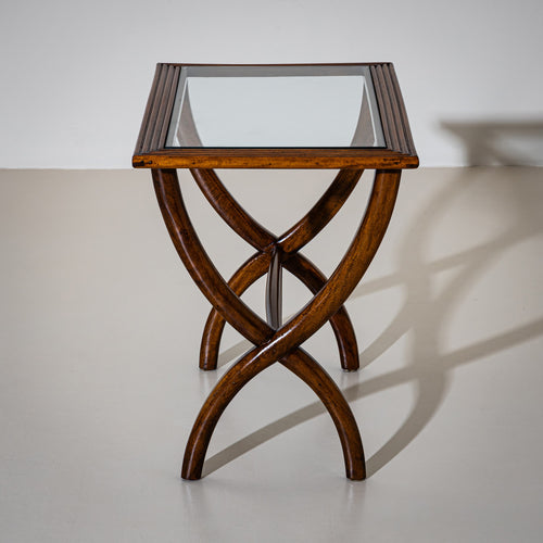Side Table with Glass Top, Italy, Mid-20th Century