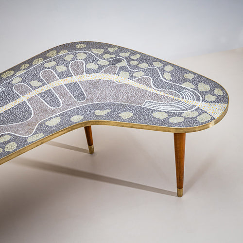Boomerang Coffee Table with Mosaic Top, probably Italy, Mid-20th Century