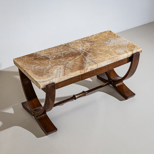 Coffee Table with Marquetry and Onyx Top, Attributed to Paolo Buffa, Italy, Mid-20th Century