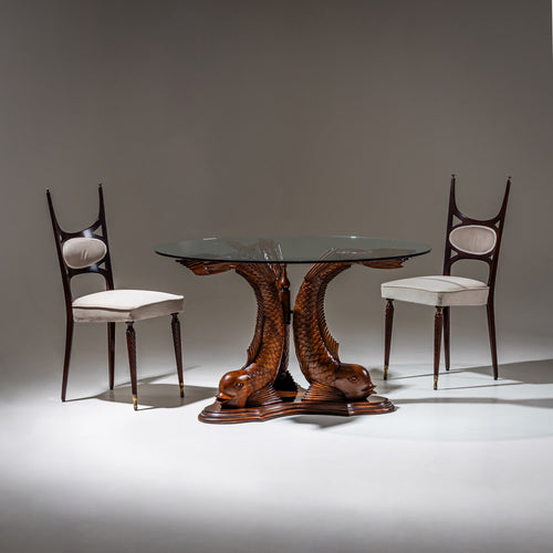 Dining Table with Carved Fishes, probably Italy, Second Half of the 20th Century