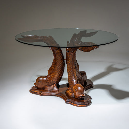 Dining Table with Carved Fishes, probably Italy, Second Half of the 20th Century