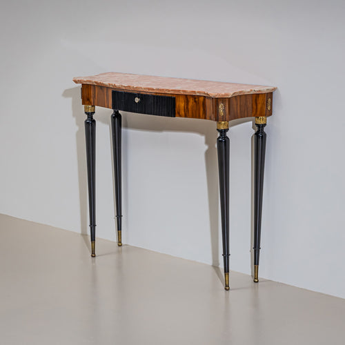 Console Table with Pink Marble Top, Italy, Mid-20th Century