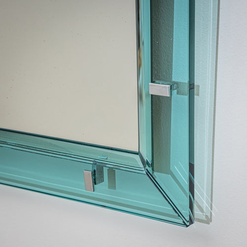 Light Blue Wall Mirror by Max Ingrand for Fontana Arte, Italy, 1950s