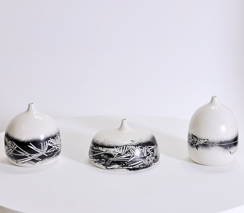 Set of Three Ceramic Vases by Emilio Scanavino for Motta, Italy 1970s