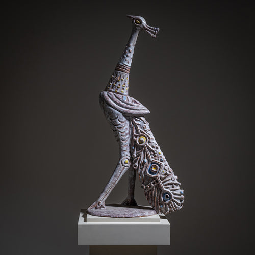 Terracotta Peacock by Mitri Giovan Battista (1915–2000), Venice, Italy, 1950s