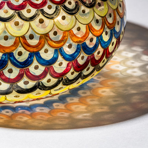 Hand-Painted Glass Vase, Inscribed AMR Vidau, Italy, Mid-20th Century