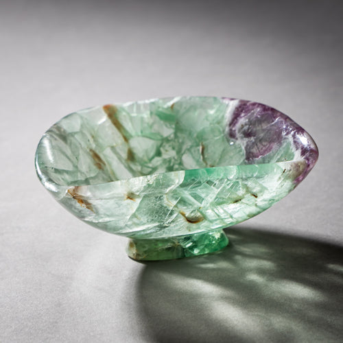Gemstone Bowl - Rainbow Fluorute (Green and Purple), by Helmut Wolf (*1940 Idar Oberstein)