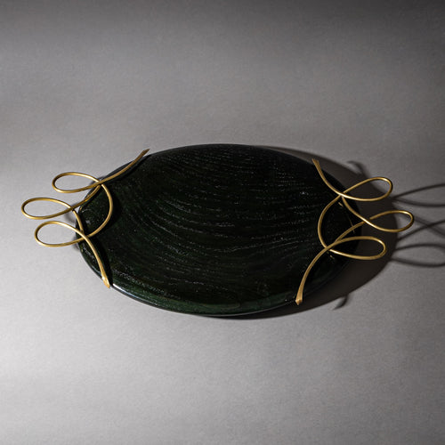 Centerpiece, Wood and Brass, Italy, Mid-20th Century
