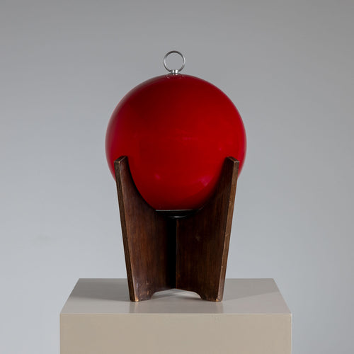 Red Sphere Table Lamp, Mid-20th Century
