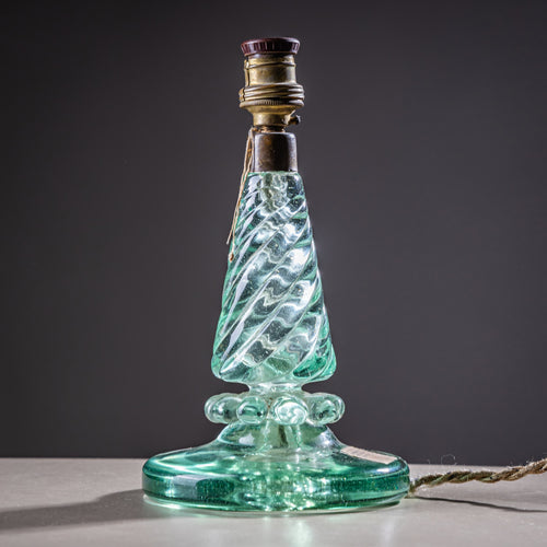 Pair of Small Table Lamps with Glass Base by Seguso Vetri d’Arte, Italy 1940s