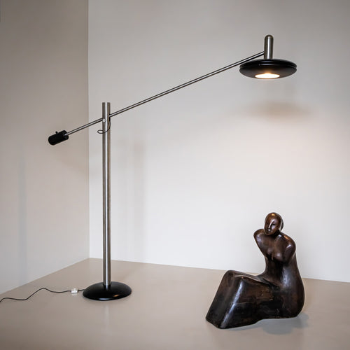 Large Floor Lamp with Long Arm, attributed to Selenova, Italy, Mid-20th Century