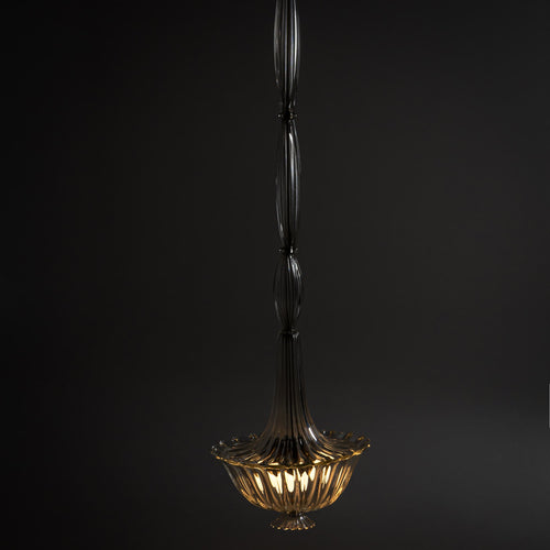 Murano Glass Pendant Lamp attributed to Barovier & Toso, Italy 1940s