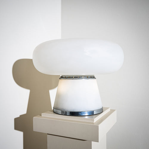Opaline Glass Table Lamp, attributed to Fontana Arte, Italy, 1960s