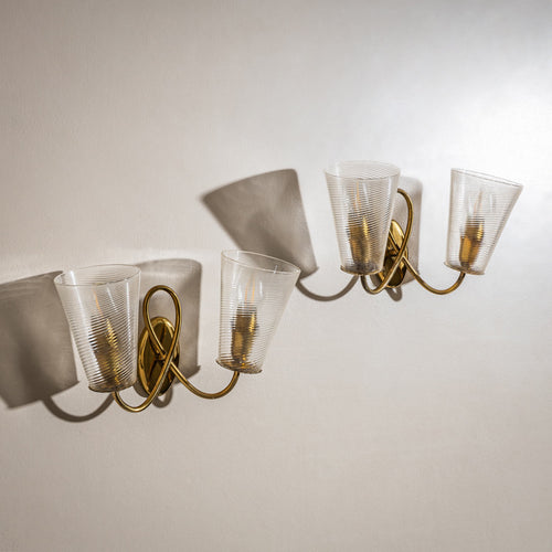 Pair of Wall Lights, attributed to Seguso Vetri d’Arte, Italy, Mid-20th Century