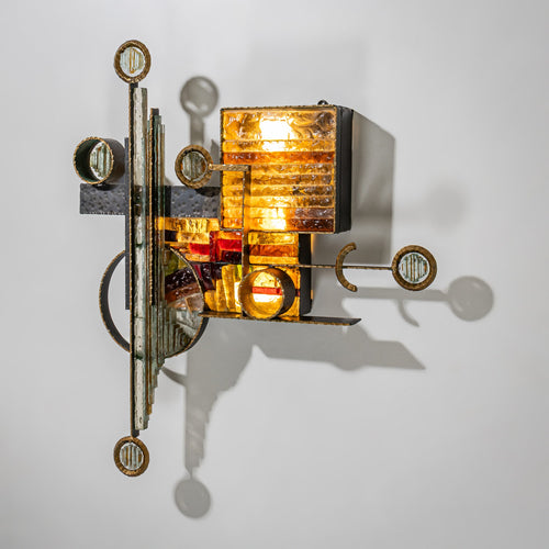 Sculptural Brutalist Wall Light attributed to Albano Poli for Poliarte, Italy, 1970s/80s
