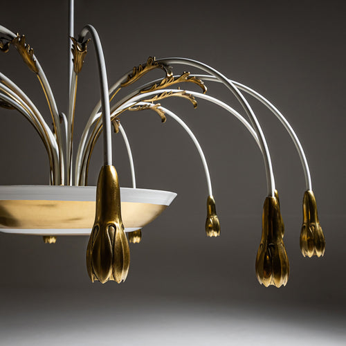 Glass and Metal Chandelier, attributed to Paolo Buffa, Italy, 1950s