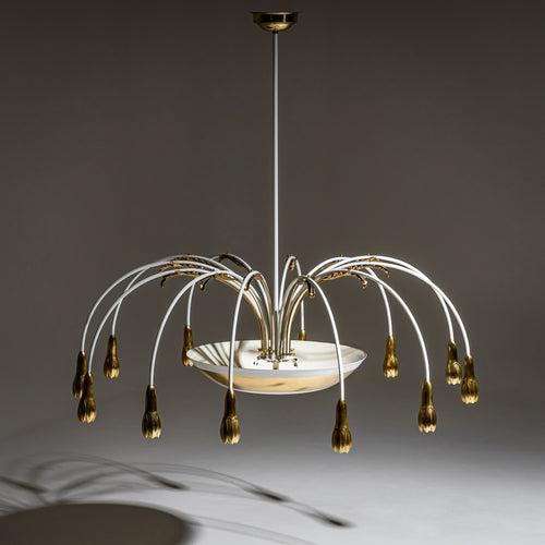 Glass and Metal Chandelier, attributed to Paolo Buffa, Italy, 1950s