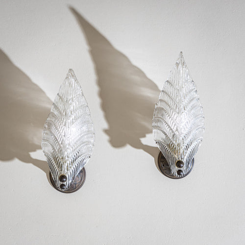 Pair of Wall Lamps, Attributed to Seguso Vetri d’Arte, Italy, 1940s