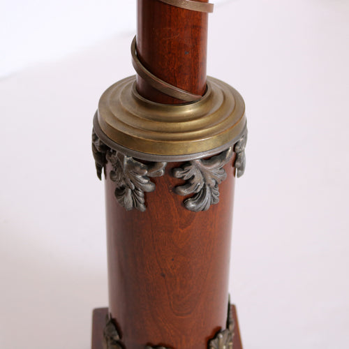 Classical Wood and Bronze Table Lamp, Italy 1950's