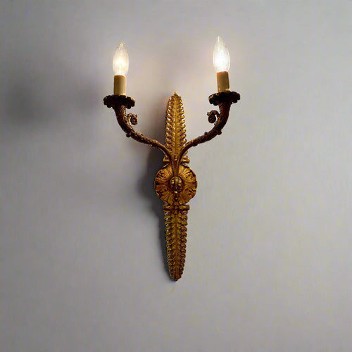 De Coene Frères Bronze Two-Light Wall Sconce Belgium circa 1930