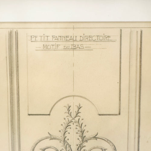 Maison Jansen Original Architectural Detail Pencil Drawing, France 1940s
