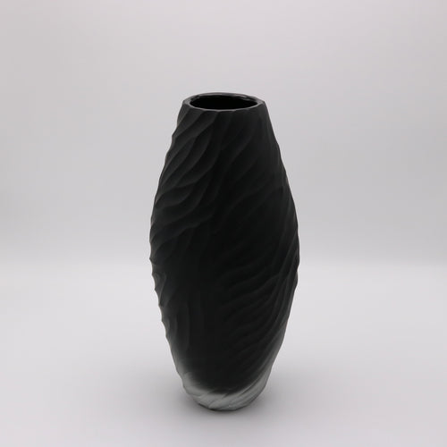Ferro Italian Murano Art Glass Black Vase Italy 1990