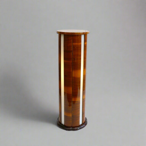 Art Deco Period Illuminated Walnut Pedestal Display Column France circa 1930