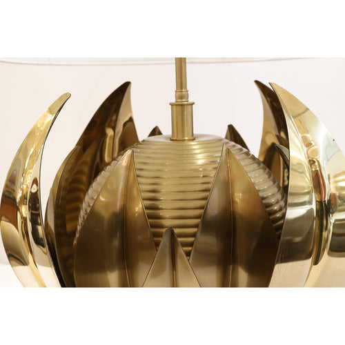 Single Italian Mid-Century Brass Table Lamp , 1950's
