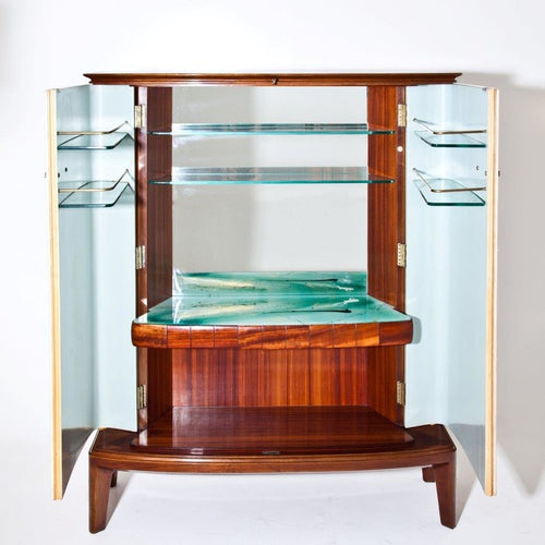 Osvaldo Borsani Bar Cabinet with an Art work by Lucio Fontana and Adriano Spilimbergo