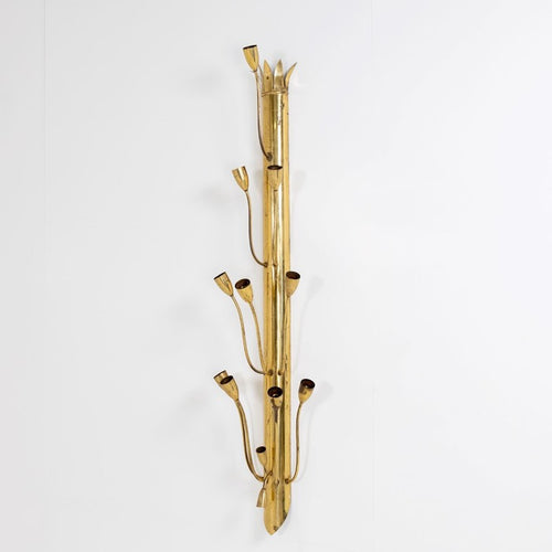 Single Large Twelve Light Brass Wall Sconce