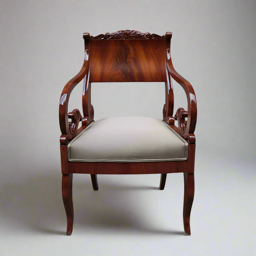 Pair of Mahogany Empire Armchairs