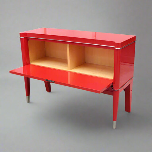 Red Art Deco Cabinet in the style of De Coene Frères