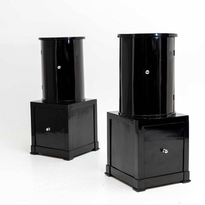 Pair of ebonised Drum Cabinets, Italy 19th / 20th Century