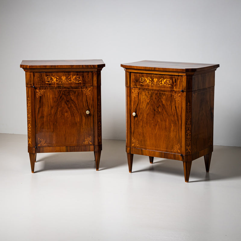 Pair of Biedermeier Nightstands, Italy, 19th Century