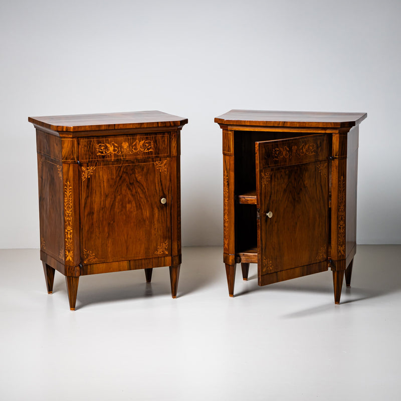 Pair of Biedermeier Nightstands, Italy, 19th Century