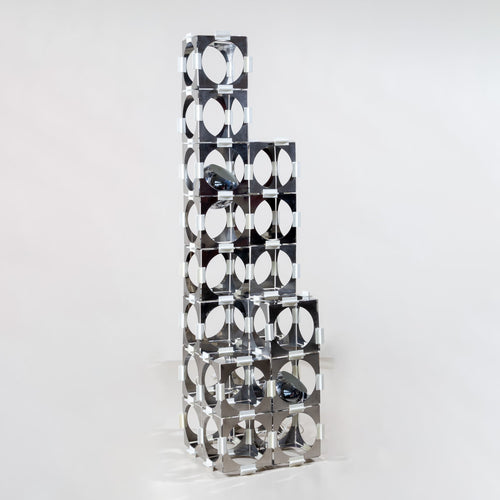 Stainless Steel Floor Lamp "Skyscraper" by Reggiani, Italy, 1970s